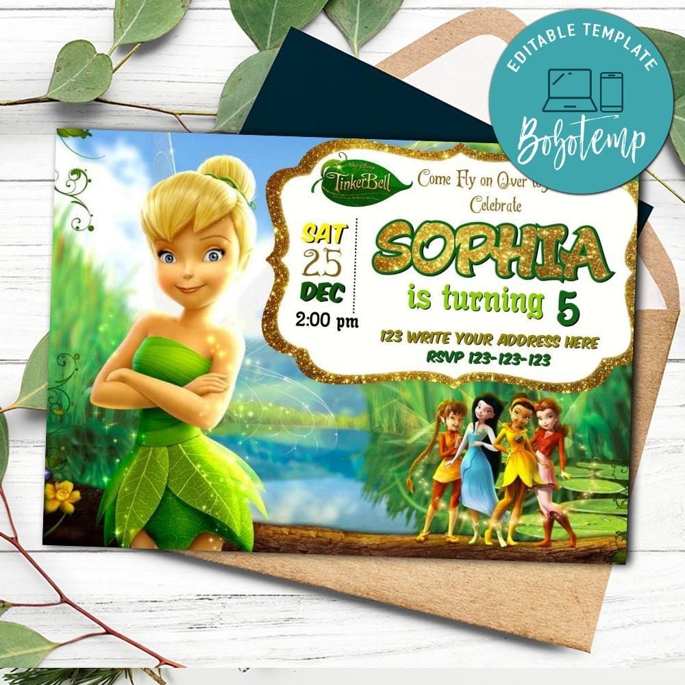 Tinkerbell Invitation Customizable Template IDIY Bobotemp