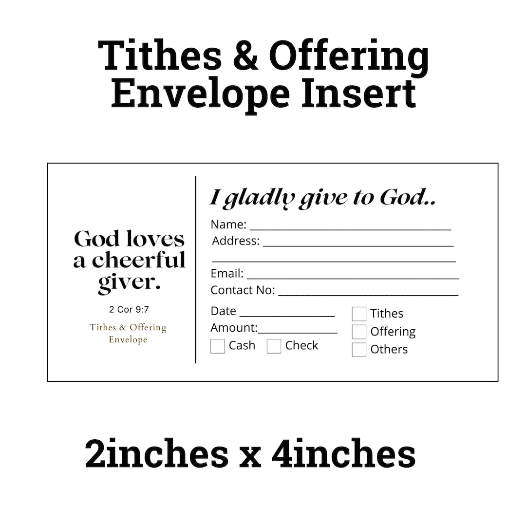 Tithes And Offering Envelope Insert Canva Editable Template Customizable Template Tithes Form Tithes And Offering Form Etsy