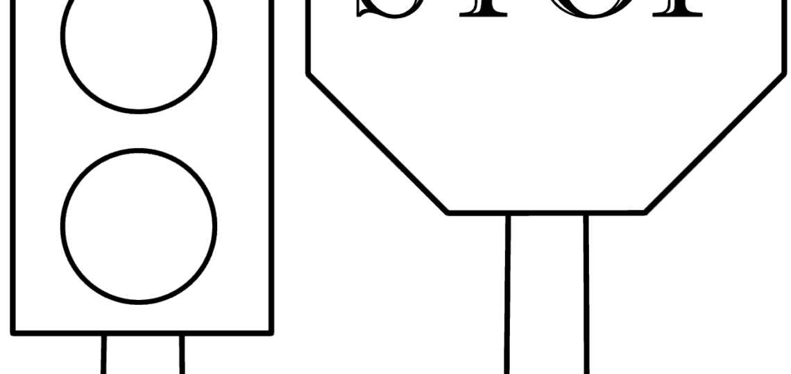Traffic Light And Stop Sign Coloring Page Safety