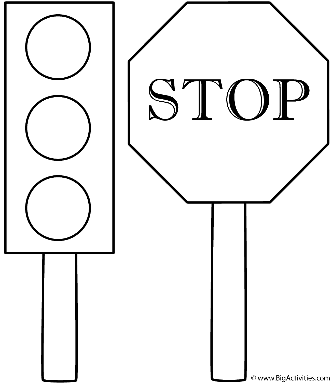 Traffic Light And Stop Sign Coloring Page Safety Traffic Light And Stop Sign Coloring Page Safety