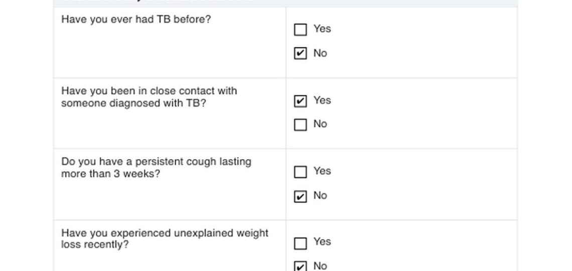 Tuberculosis Screening TB Test U0026 Example Free PDF Download