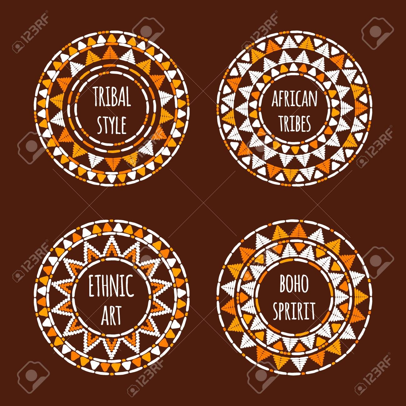 Unique Round Tribal Logo Template Collection African Hand Drawn Design For Branding Badge Poster Apparel Print Sticker Or Labels Royalty Free SVG Cliparts Vectors And Stock Illustration Image 76435178 