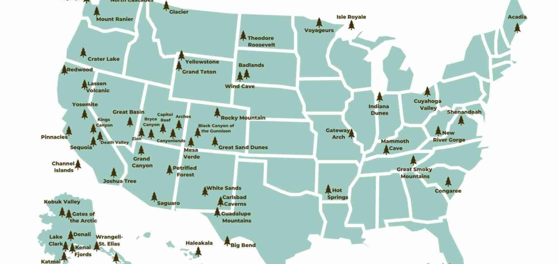 US National Parks List U0026 Map For 2025 Printable Checklist