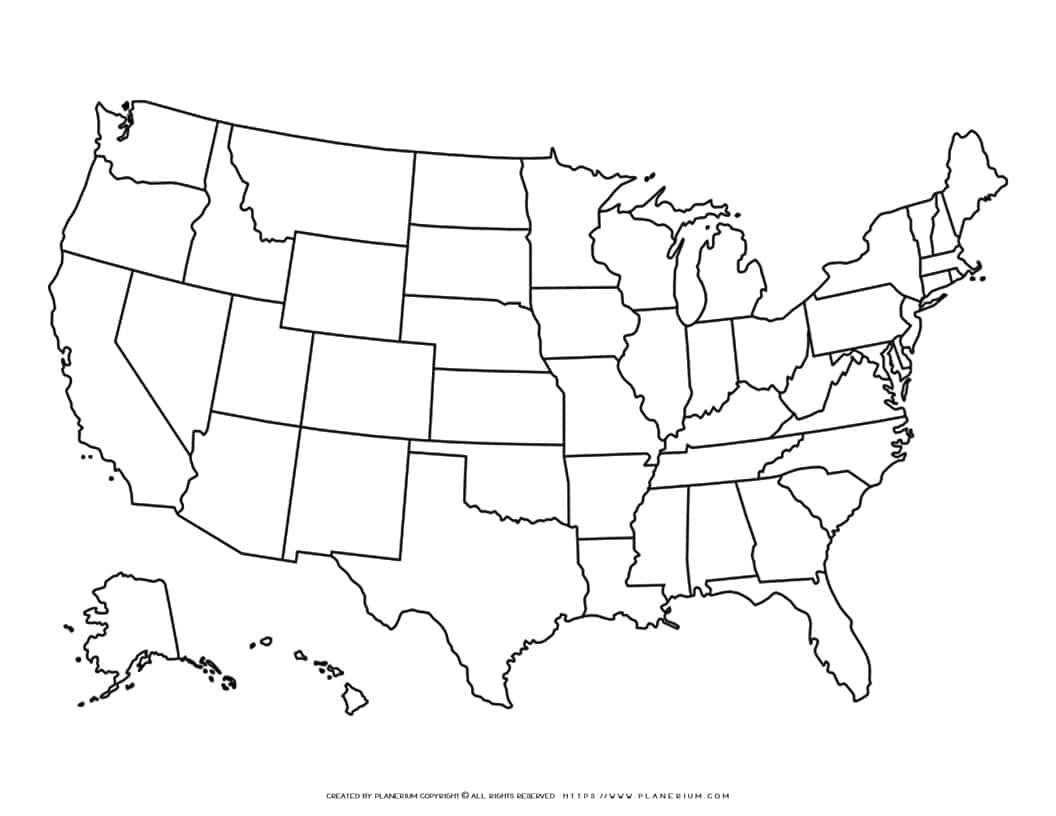USA Map Coloring Page Planerium USA Map Coloring Page Planerium