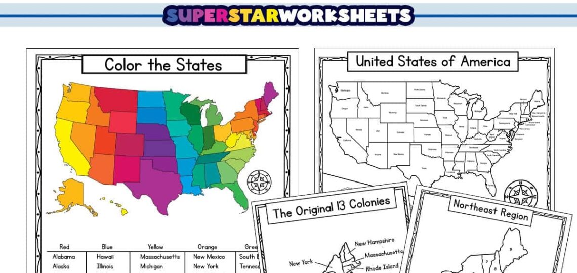 USA Map Worksheets Superstar Worksheets