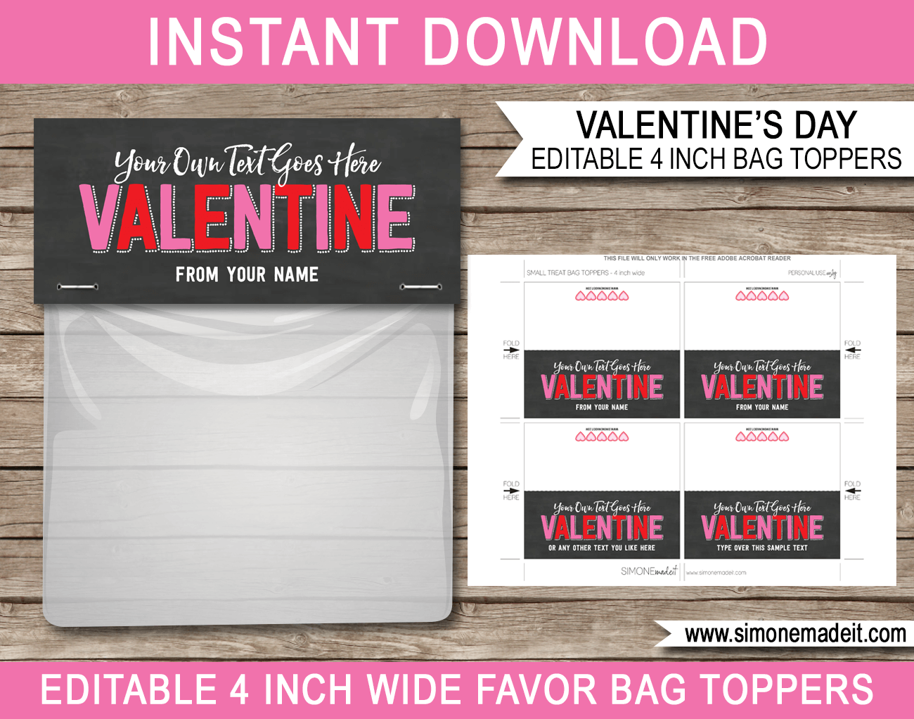 Valentine s Day Gift Bag Toppers Template
