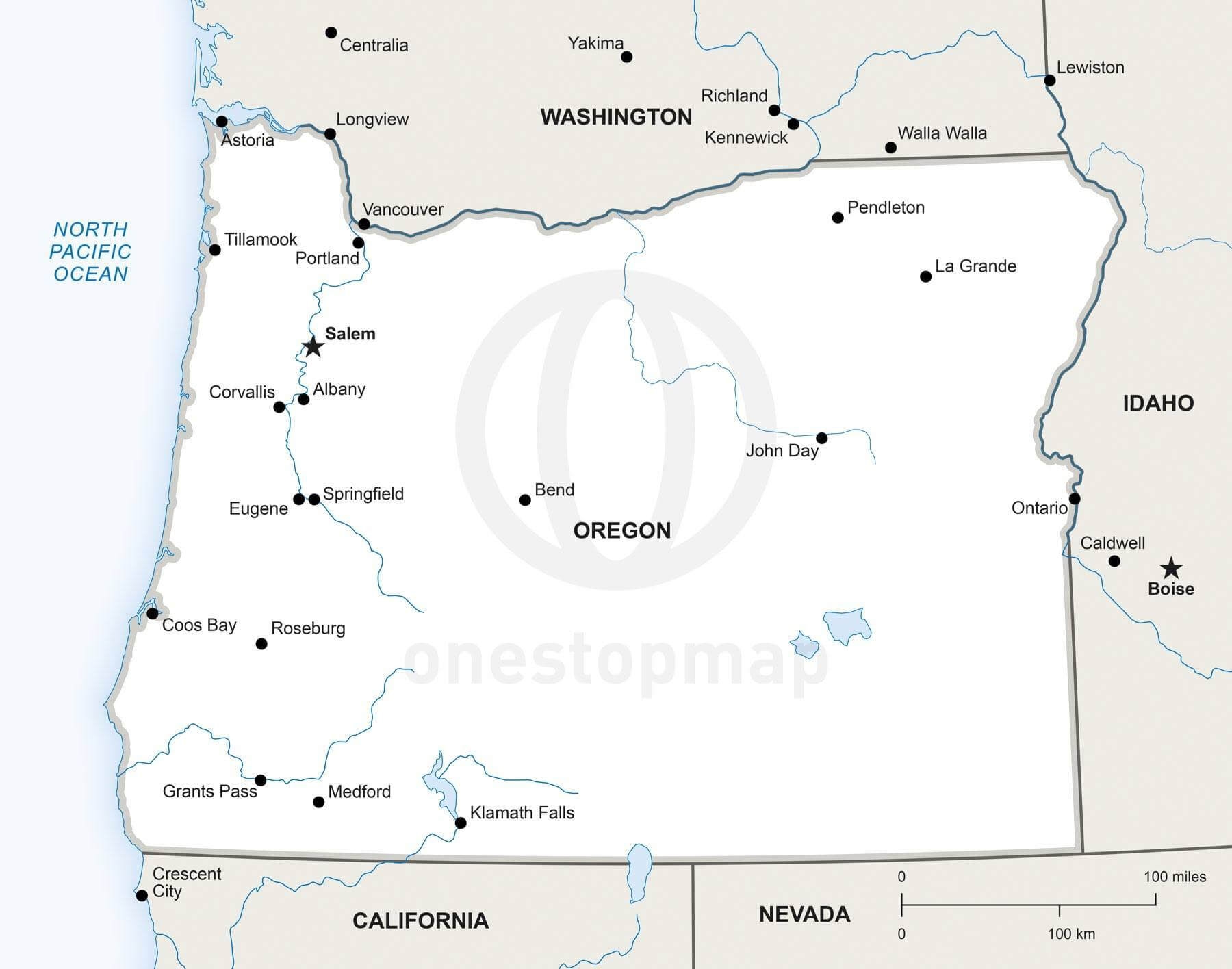 Printable Oregon Map With Cities
