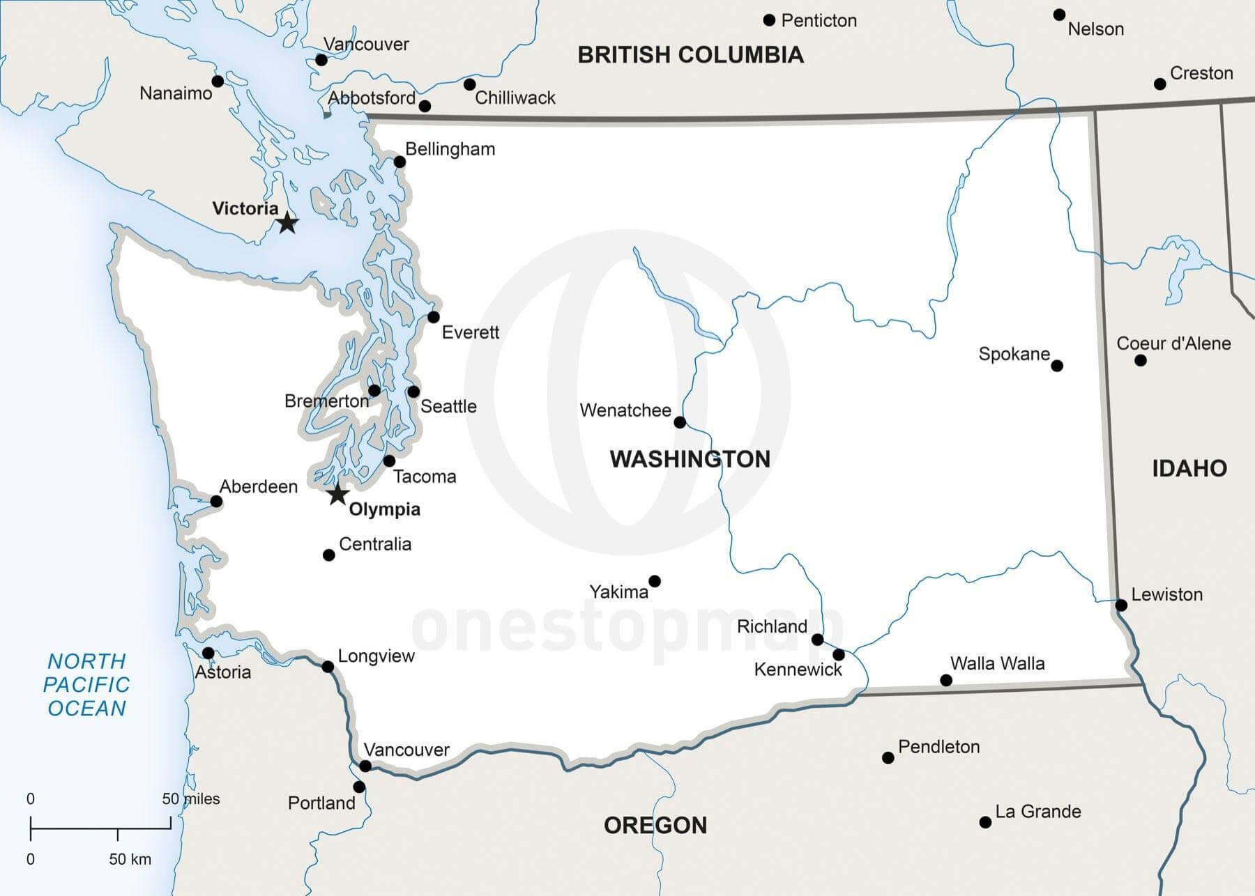 Vector Map Of Washington Political One Stop Map