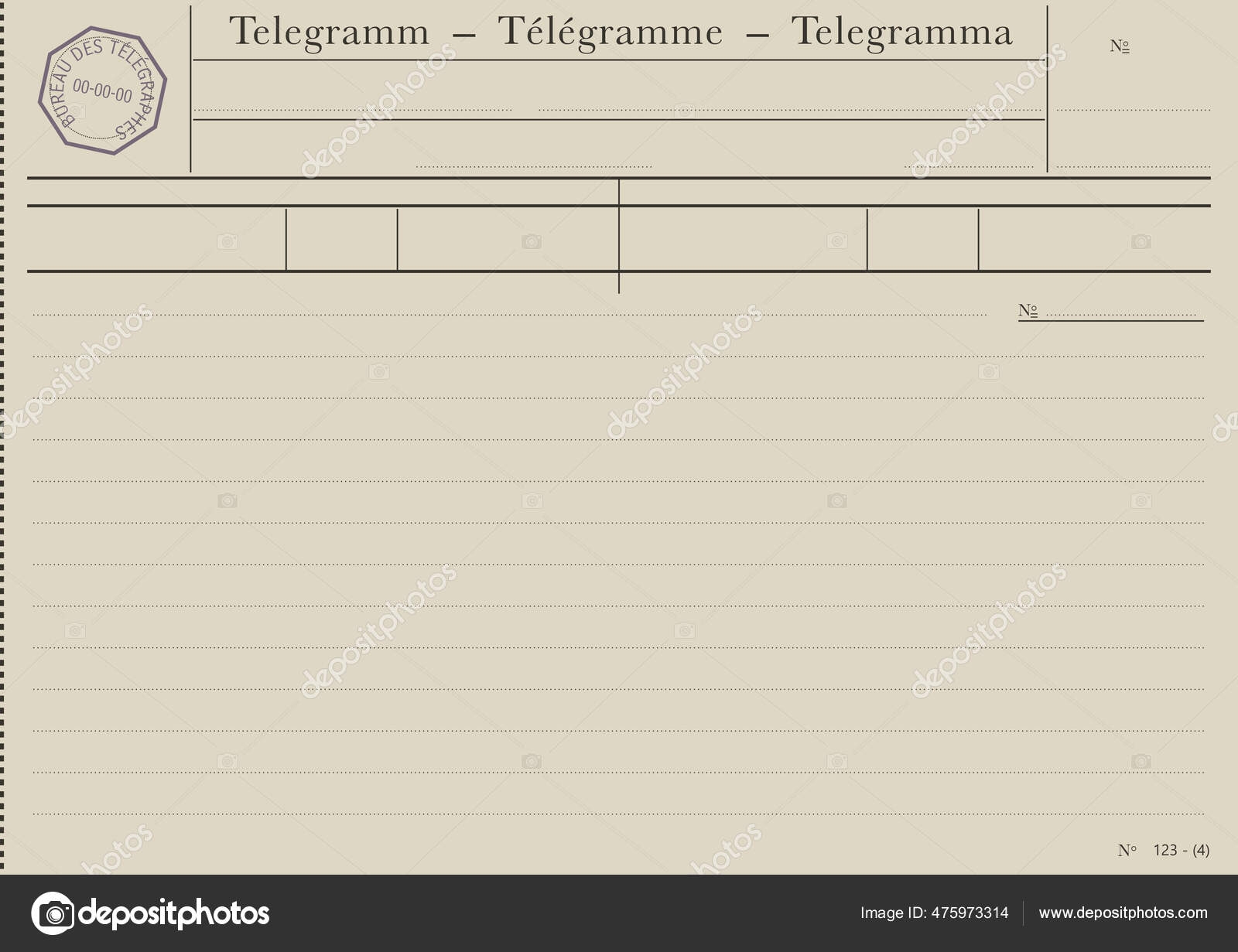 Vintage Telegram Blank Telegram Form Vector Gradients Stock Vector Vintage Telegram Blank Telegram Form Vector Gradients Stock Vector