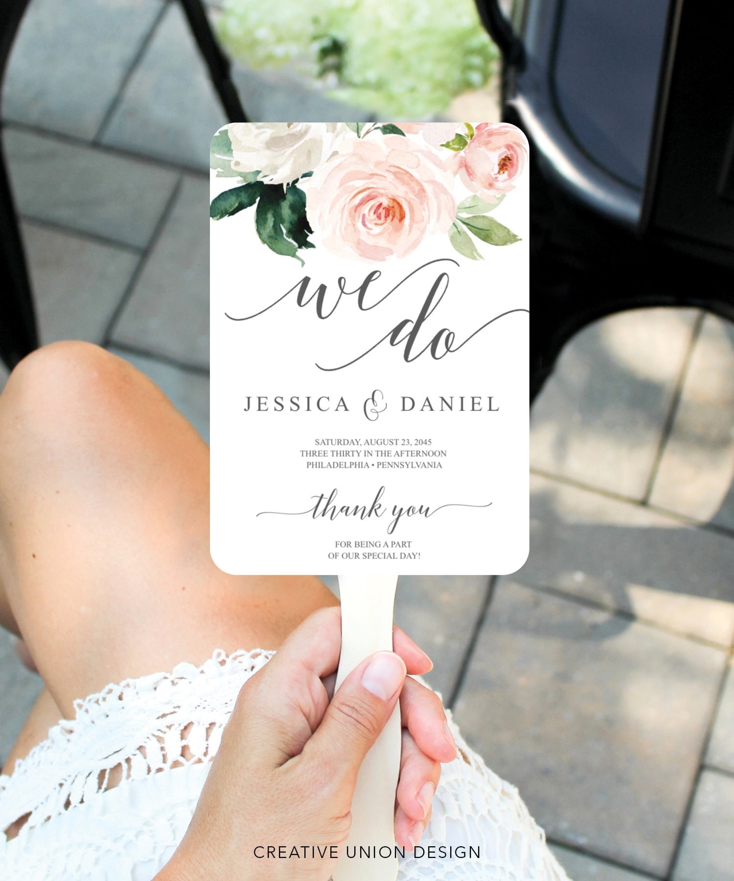 Wedding Program Fan Template Editable Program Fan Printable 