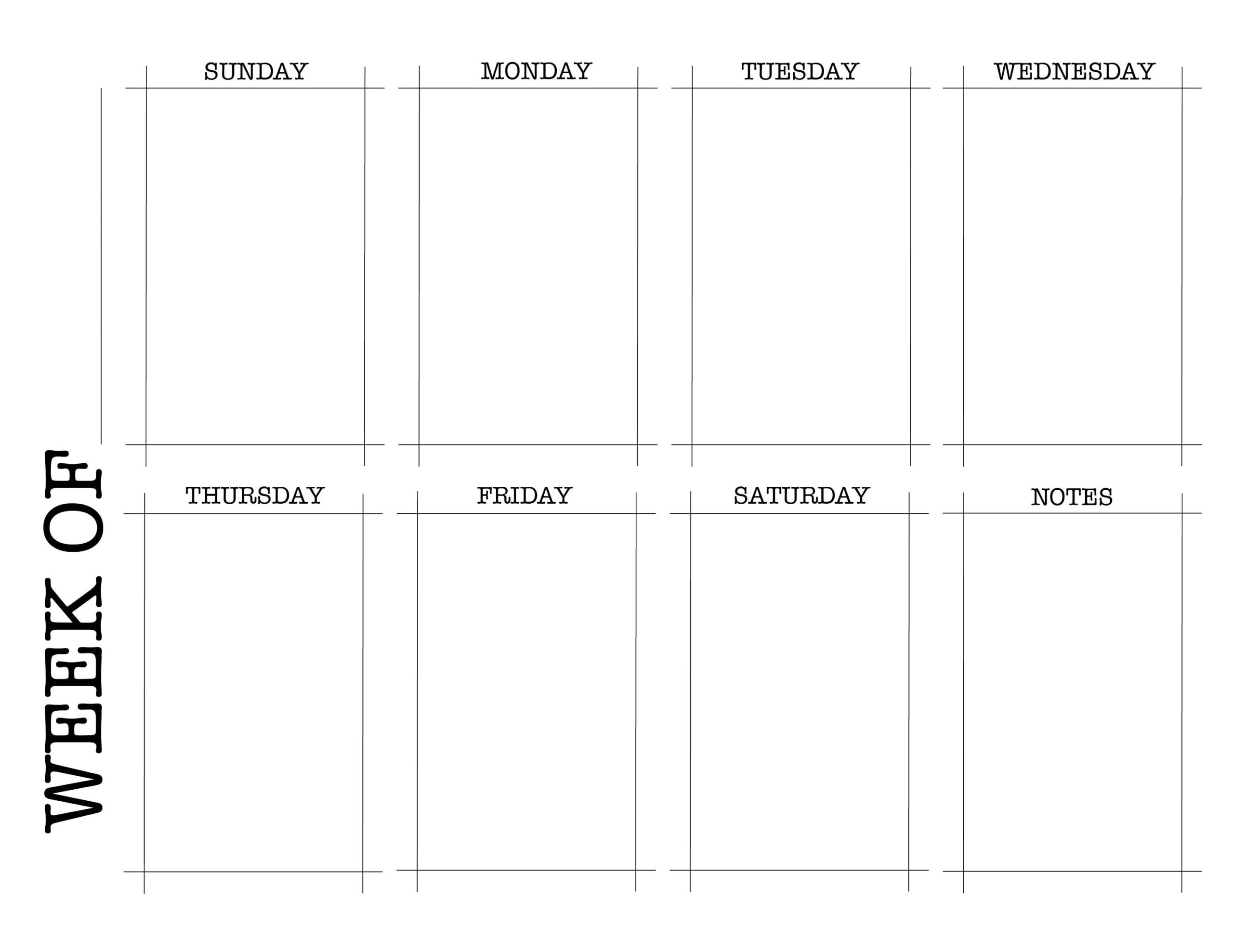 Weekly Calendar Printable Classic Black And White Weekly Calendar Printable Classic Black And White