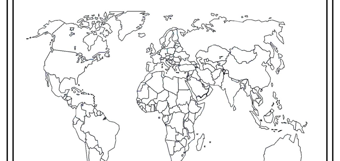 Where I ve Been A Blank Map Of The World outline Colorable Maps Printable Digital Print Coloring Sheets plus Where We ve Been Etsy