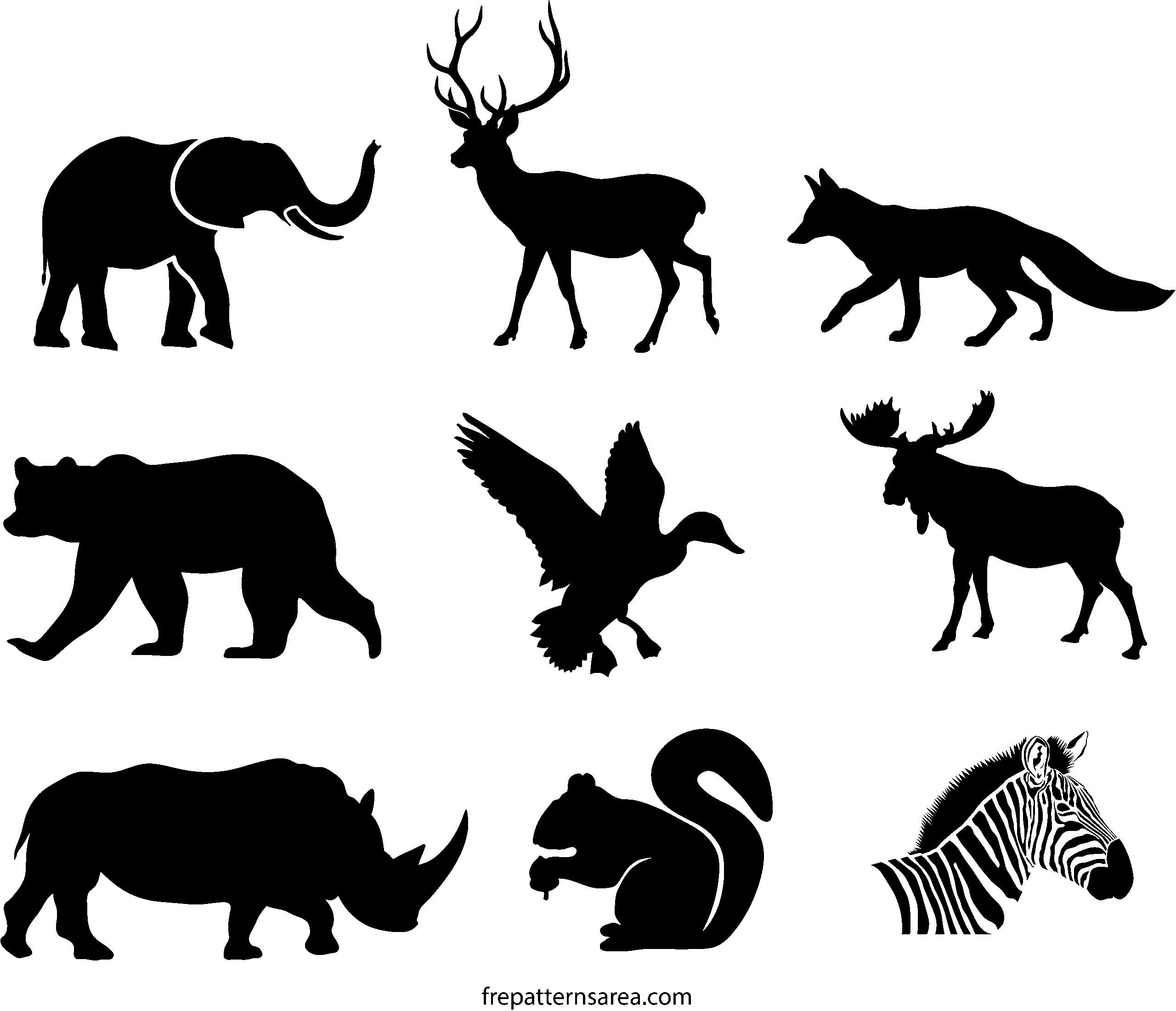 Wildlife Animal Silhouette Stencil Vectors U0026 Printable Templates Wildlife Animal Silhouette Stencil Vectors U0026 Printable Templates