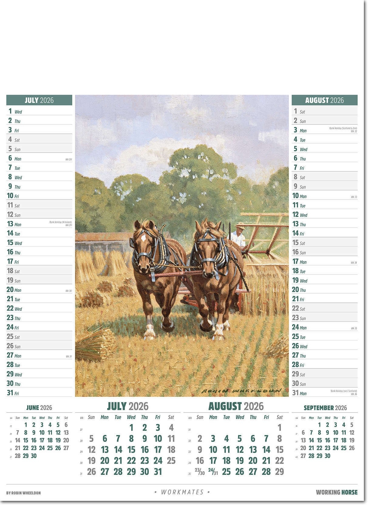 Working Horse Advertising Calendar 2026 Rose Calendars