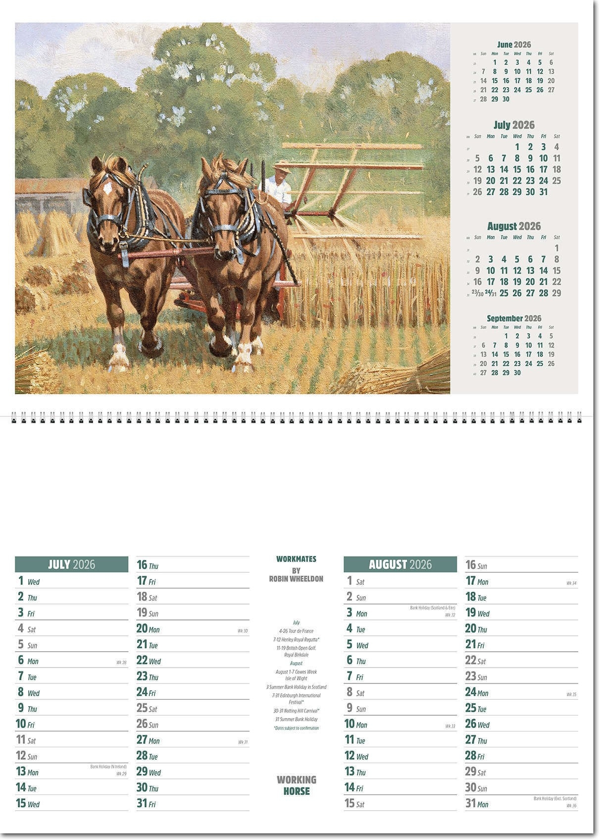 Working Horse Postage Saver Branded Calendar 2026 Rose Calendars
