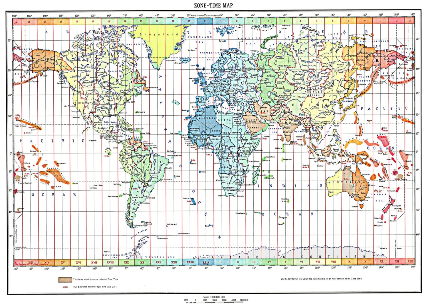 Printable Time Zone Map