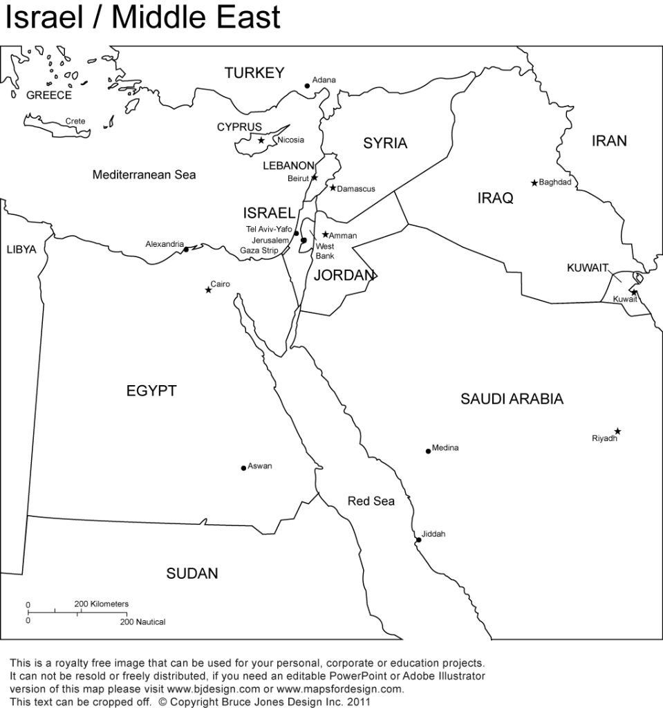 Middle East Printable Map Middle East Printable Map
