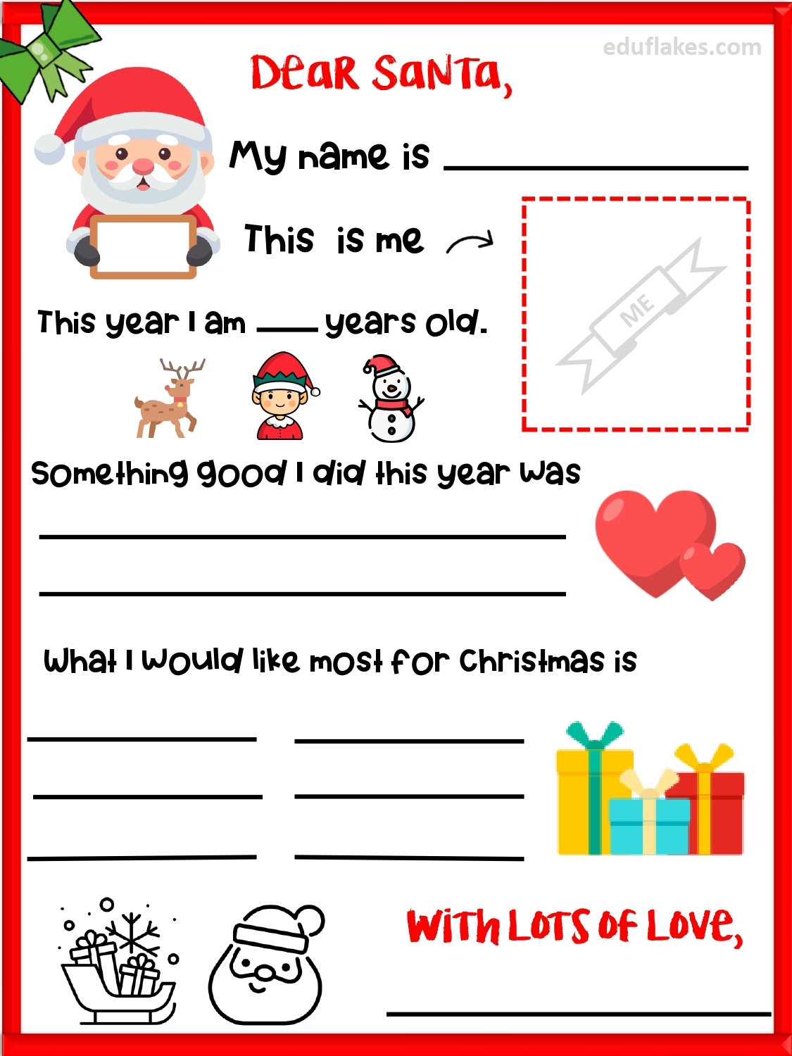 Write To Santa Free Printable Letter Templates For Kids Eduflakes Write To Santa Free Printable Letter Templates For Kids Eduflakes