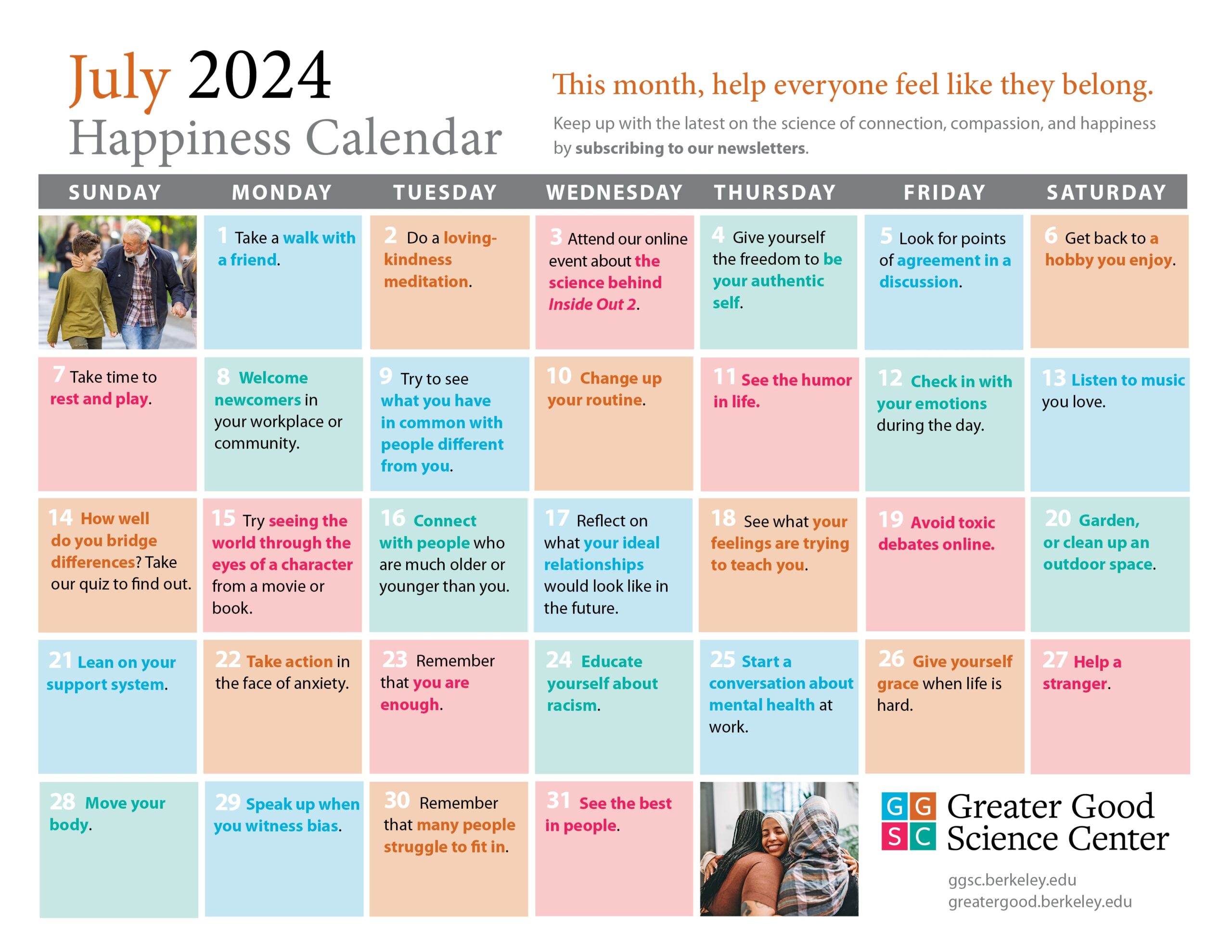 Your Happiness Calendar For July 2024