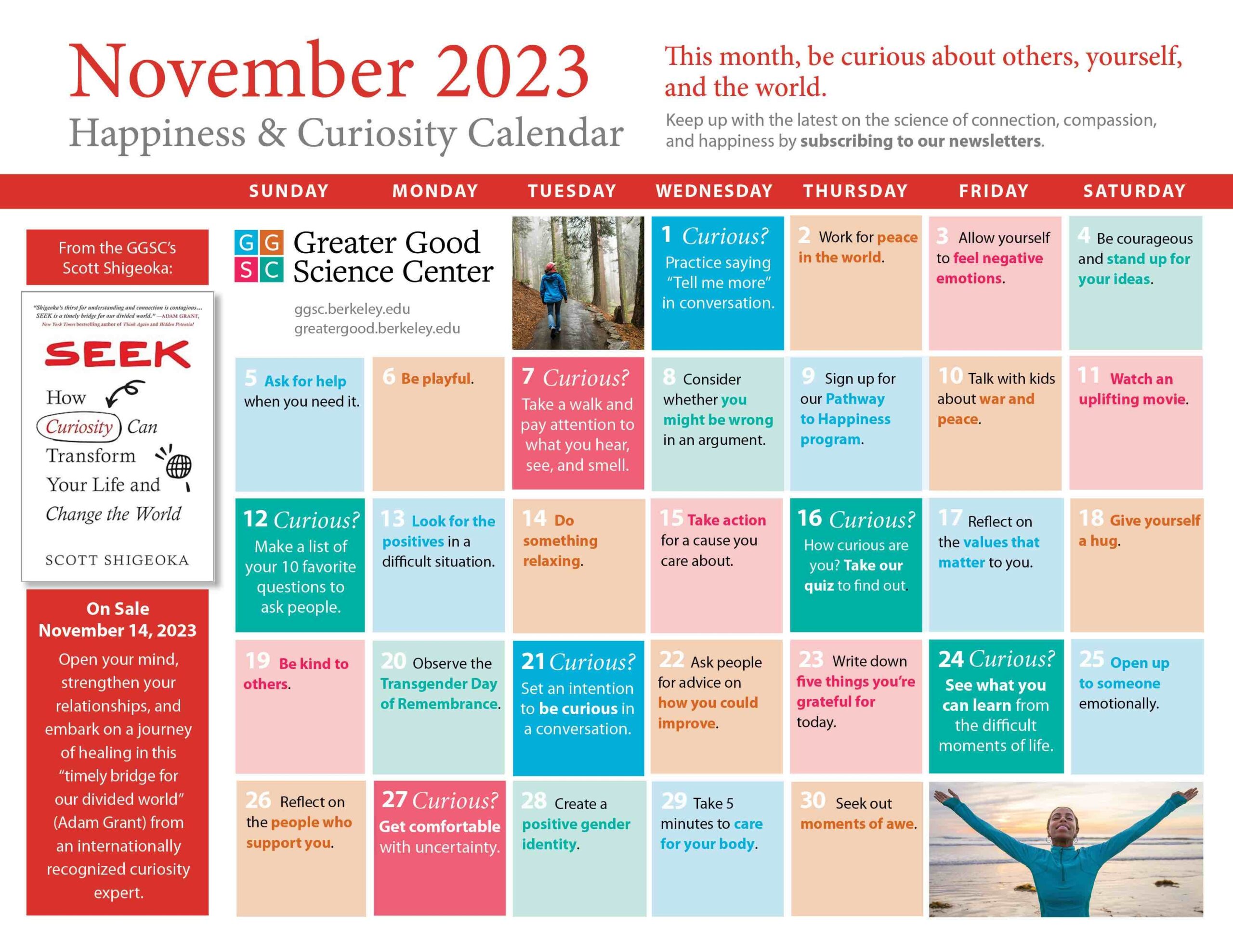 Action For Happiness November 2025 Calendar