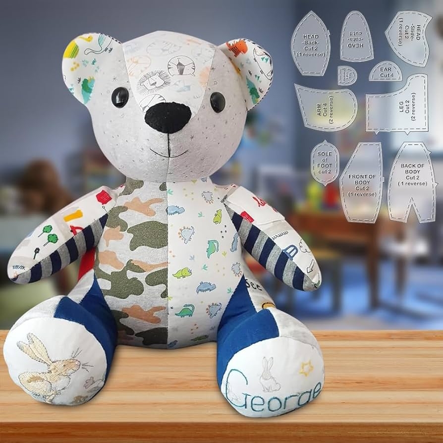 ZOYDP Memory Bear Template Ruler Set 20PCS 10 U0026 15inch Memory Bear Pattern Memory Bear Sewing Quilting Template Pattern Acrylic Memory Bear Template Ruler Kit For Christmas Gifts With Instructions Amazon co uk 